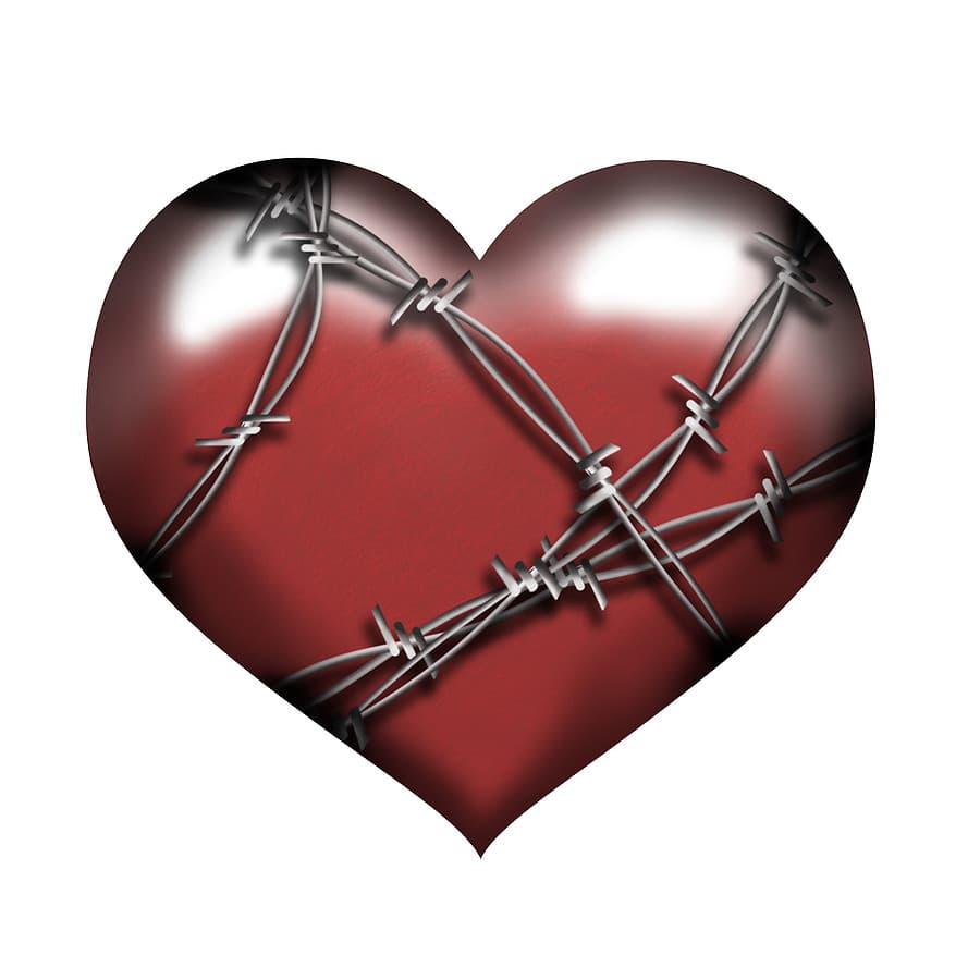 A heart bounded in barbwire due to a lack of intimacy